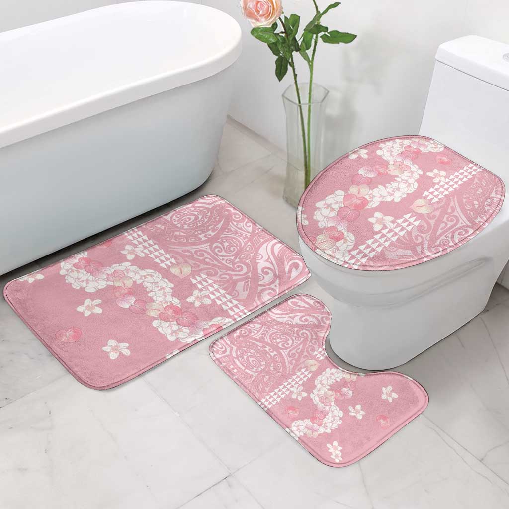 Soft Pink Hawaii Anthurium Plumeria Lei Bathroom Set