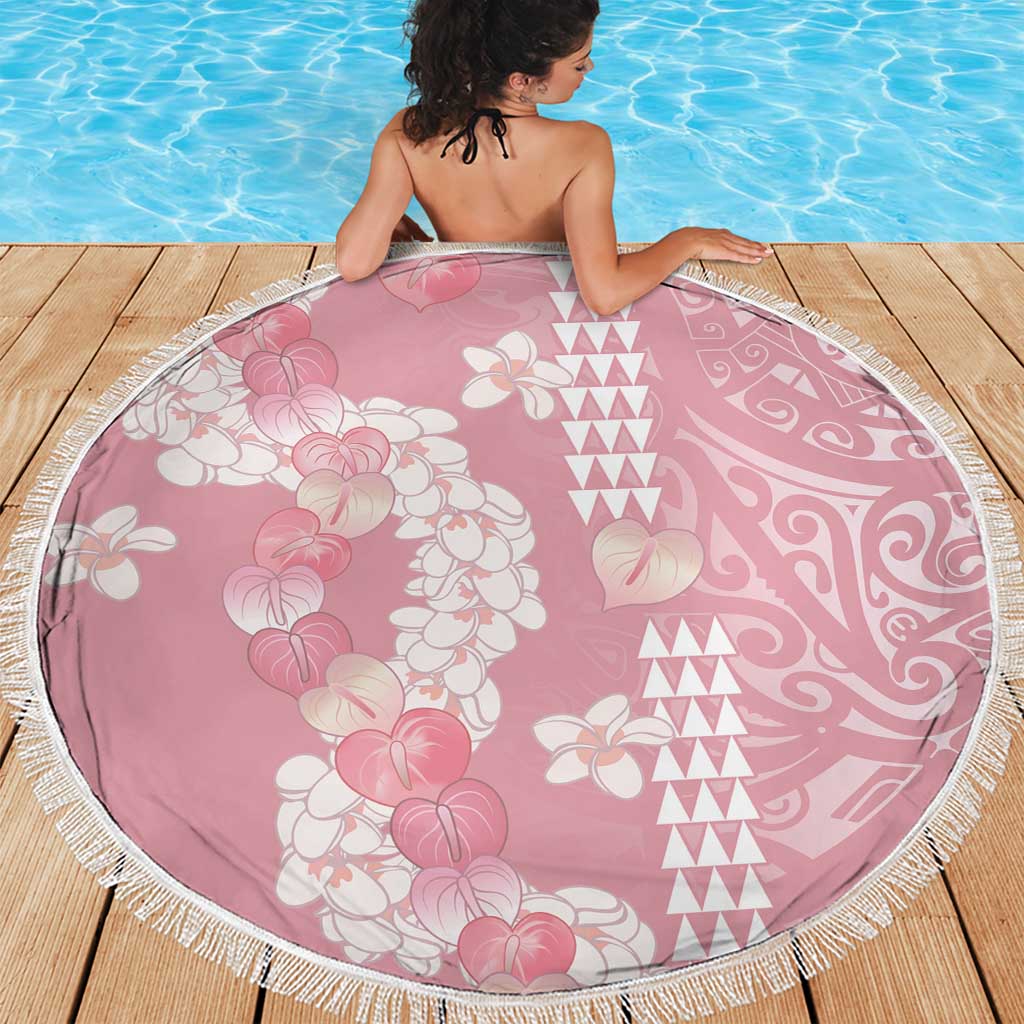 Soft Pink Hawaii Anthurium Plumeria Lei Beach Blanket