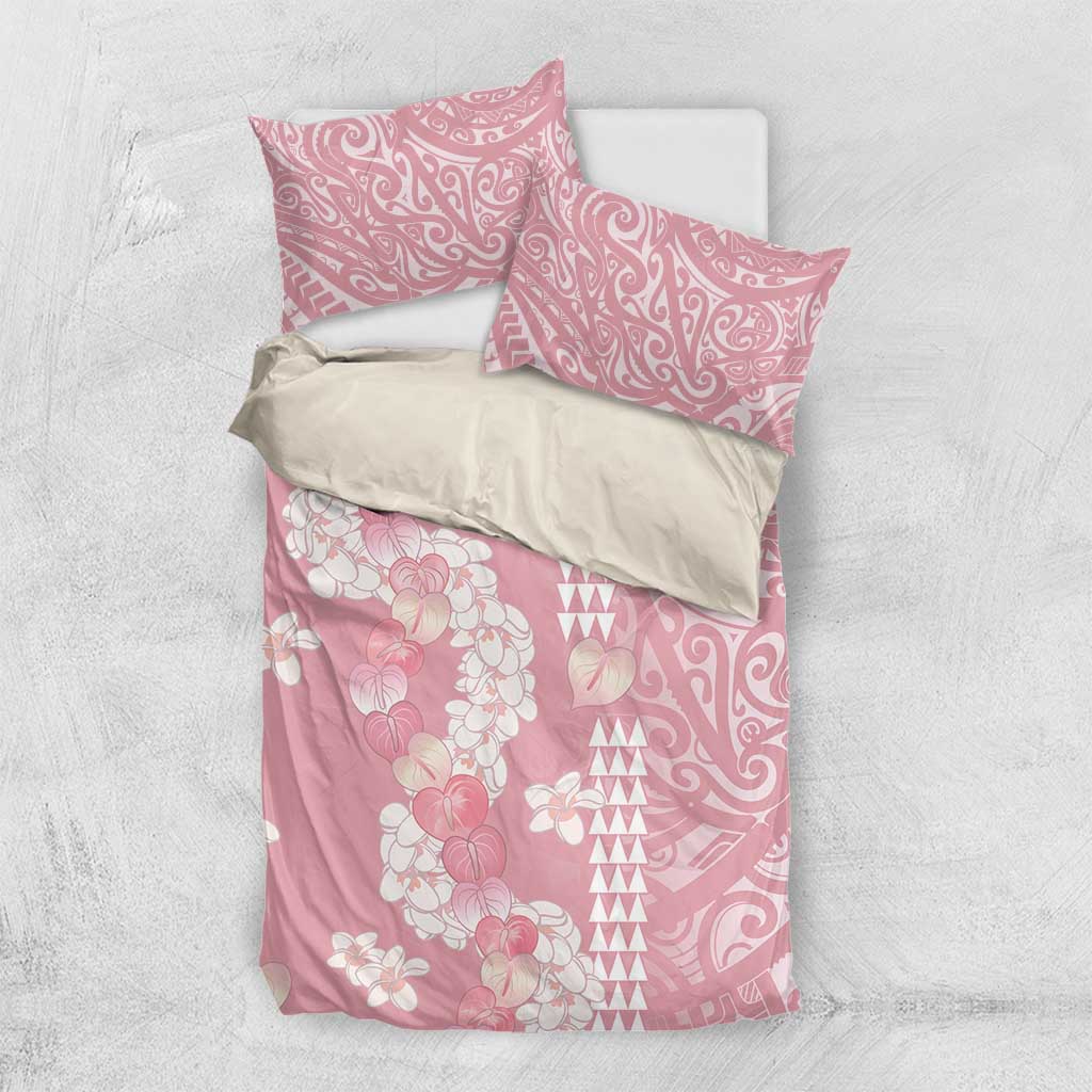 Soft Pink Hawaii Anthurium Plumeria Lei Bedding Set LT9 US Twin 172cm x 218cm Pink - Polynesian Pride