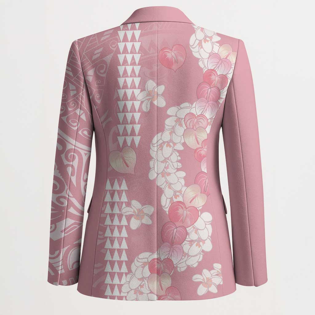 Soft Pink Hawaii Anthurium Plumeria Lei Blazer