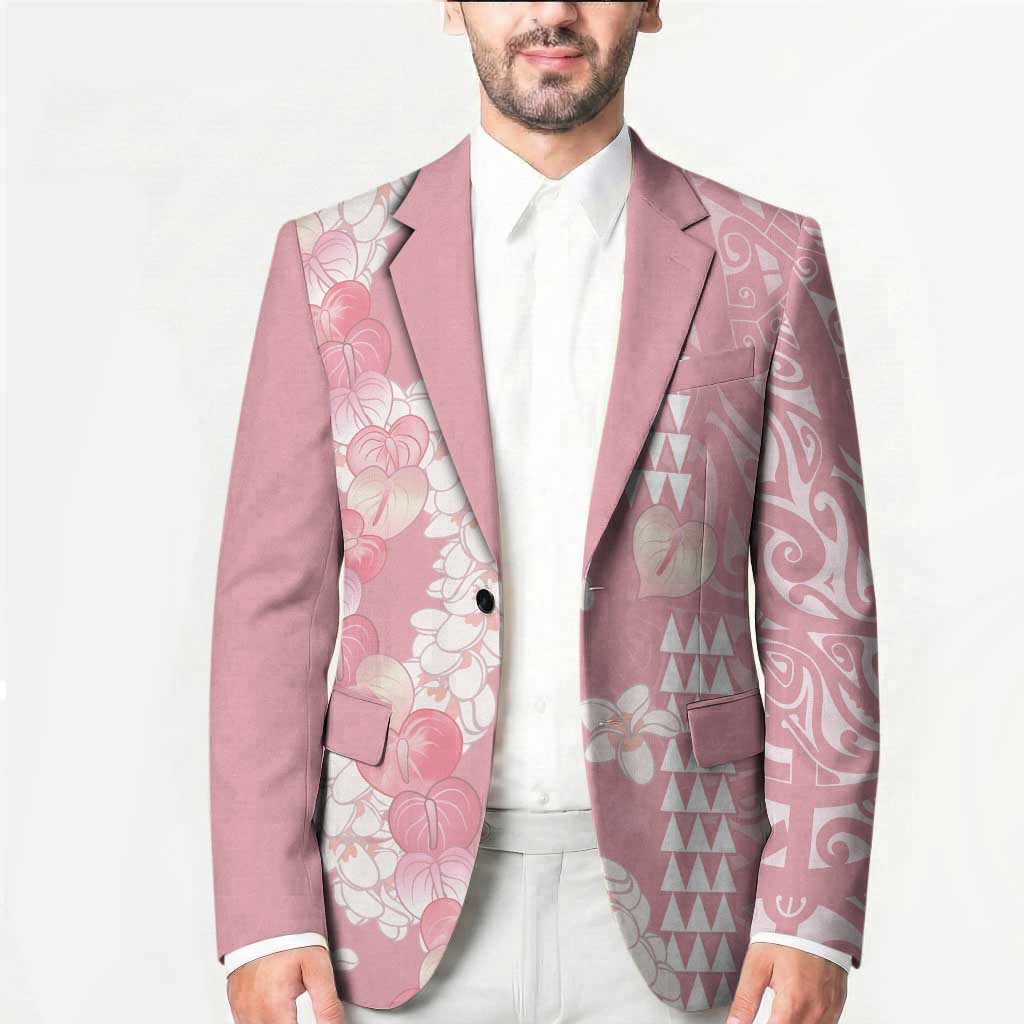 Soft Pink Hawaii Anthurium Plumeria Lei Blazer