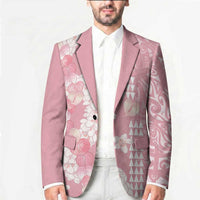 Soft Pink Hawaii Anthurium Plumeria Lei Blazer