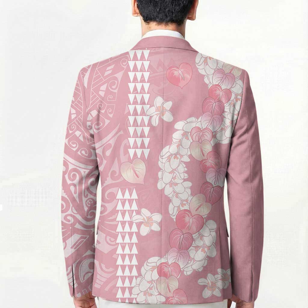 Soft Pink Hawaii Anthurium Plumeria Lei Blazer