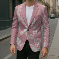 Soft Pink Hawaii Anthurium Plumeria Lei Blazer