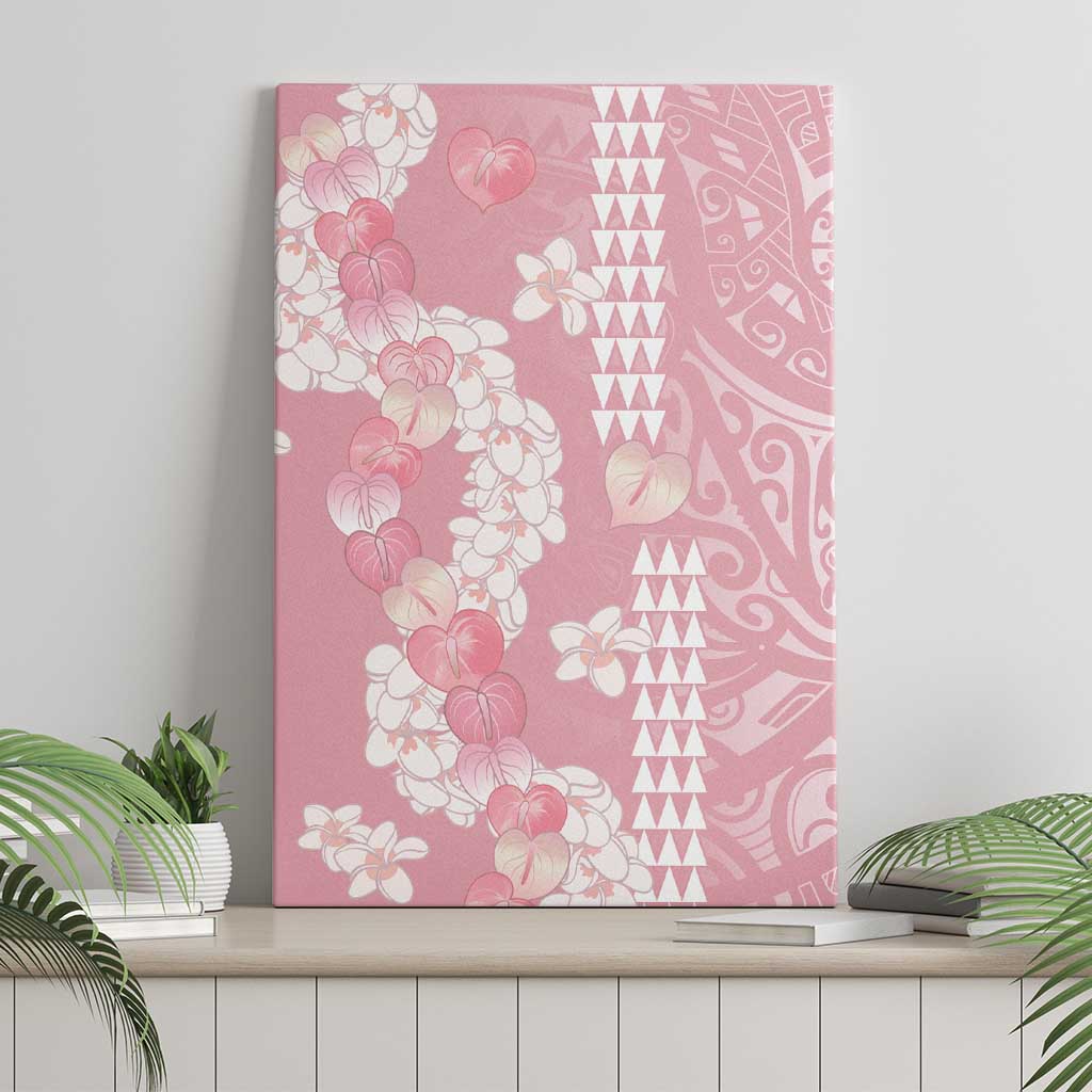 Soft Pink Hawaii Anthurium Plumeria Lei Canvas Wall Art
