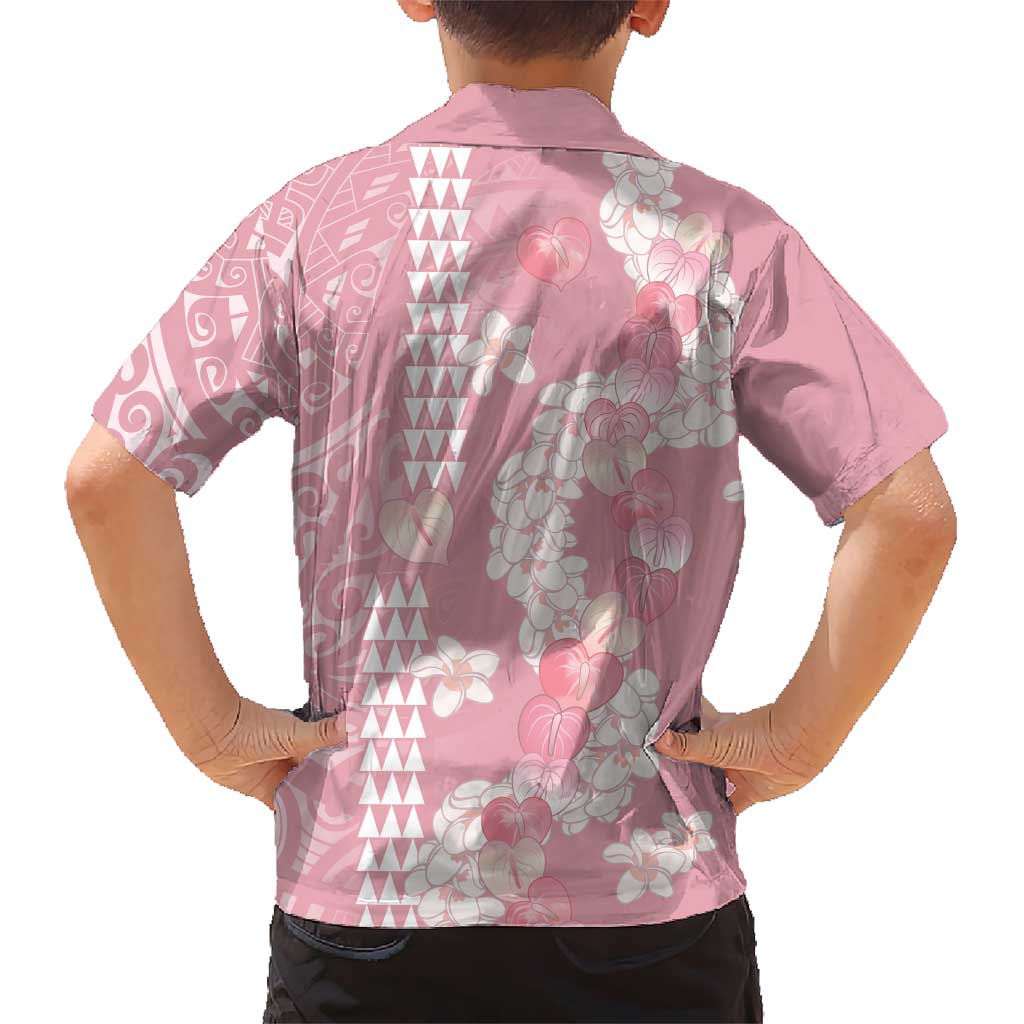 Soft Pink Hawaii Anthurium Plumeria Lei Family Matching Mermaid Dress and Hawaiian Shirt