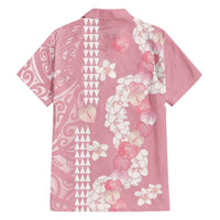 Soft Pink Hawaii Anthurium Plumeria Lei Family Matching Mermaid Dress and Hawaiian Shirt