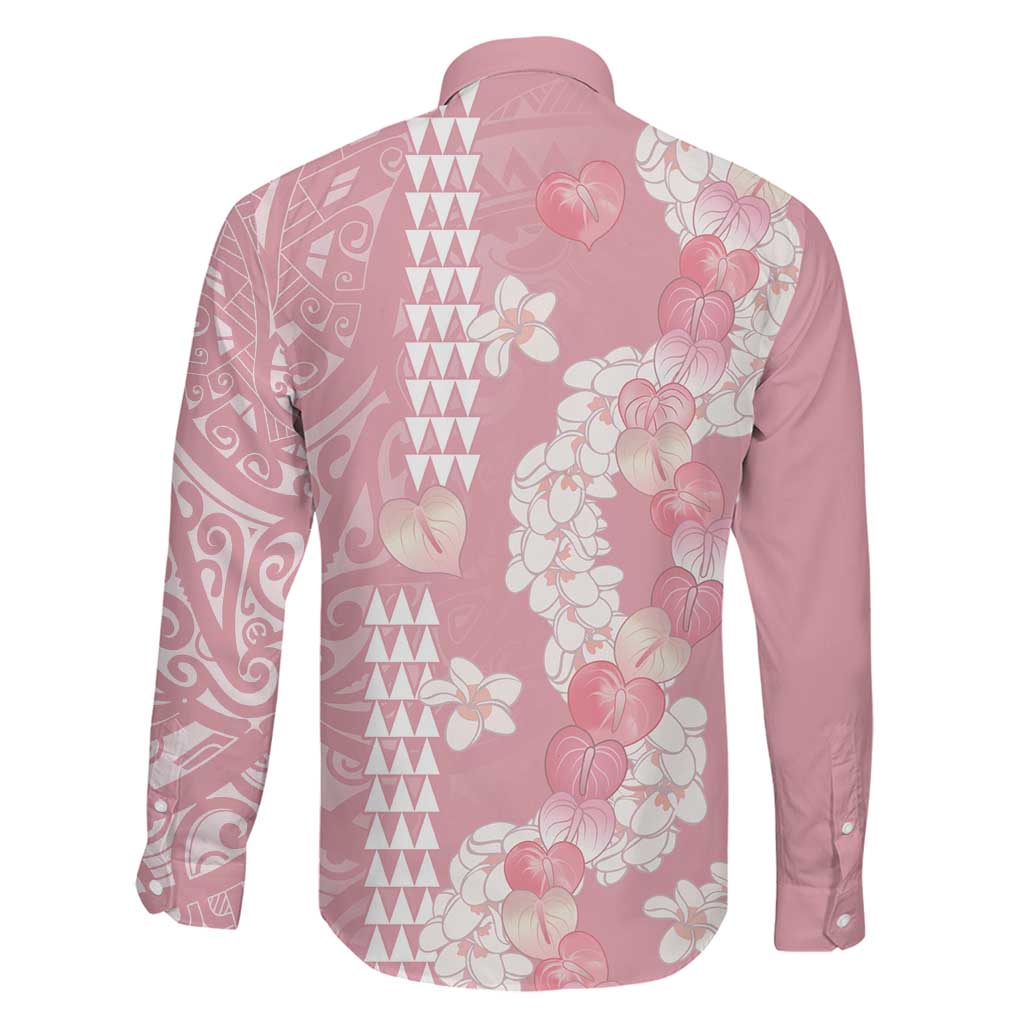 Soft Pink Hawaii Anthurium Plumeria Lei Family Matching Mermaid Dress and Hawaiian Shirt