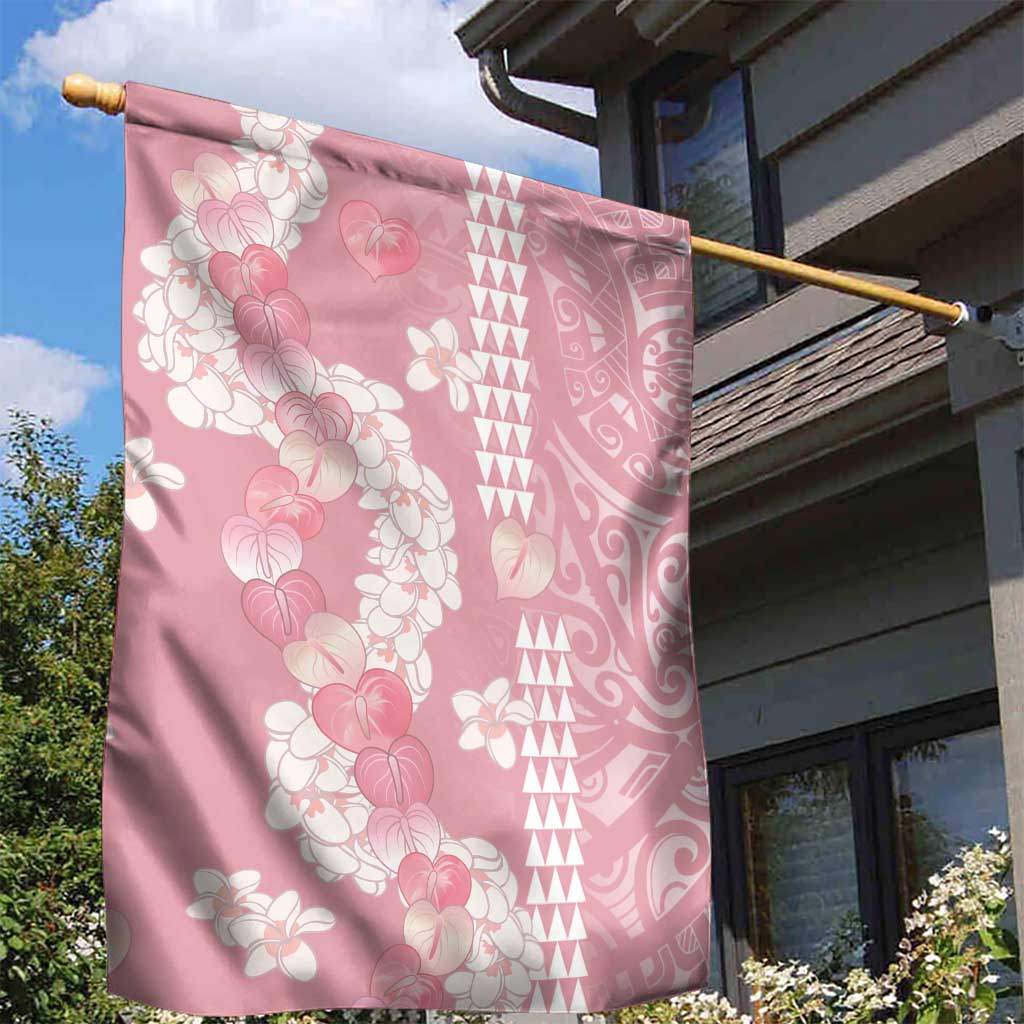 Soft Pink Hawaii Anthurium Plumeria Lei Garden Flag