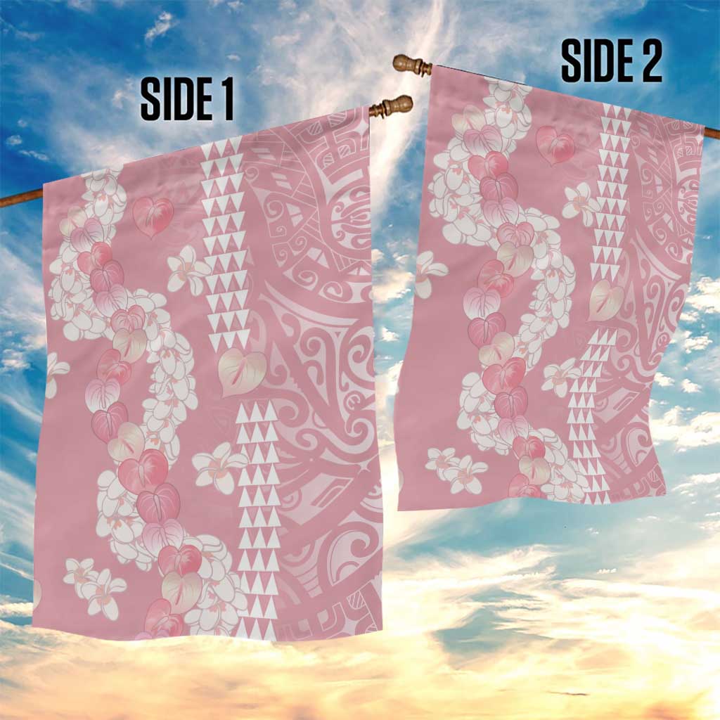 Soft Pink Hawaii Anthurium Plumeria Lei Garden Flag