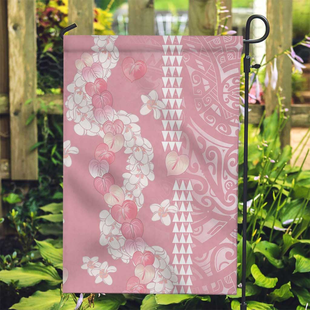 Soft Pink Hawaii Anthurium Plumeria Lei Garden Flag