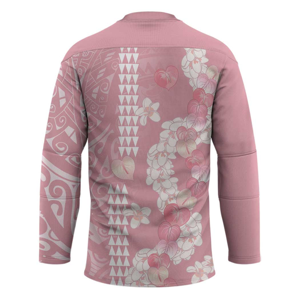 Soft Pink Hawaii Anthurium Plumeria Lei Hockey Jersey