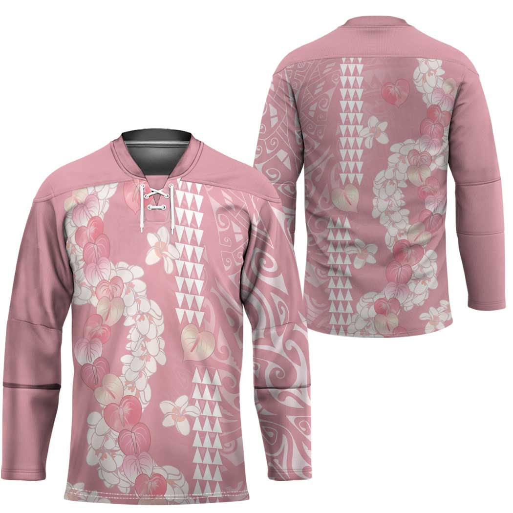 Soft Pink Hawaii Anthurium Plumeria Lei Hockey Jersey