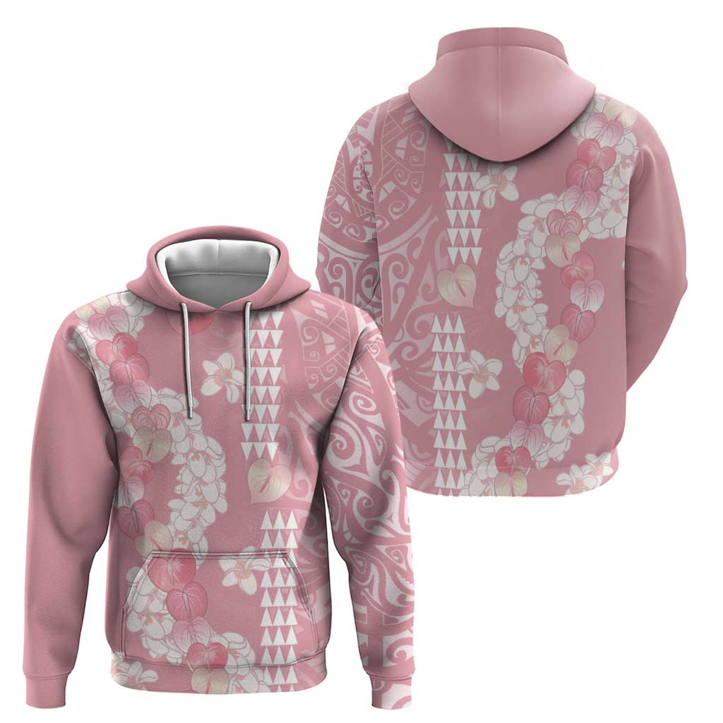 Soft Pink Hawaii Anthurium Plumeria Lei Hoodie LT9 - Polynesian Pride