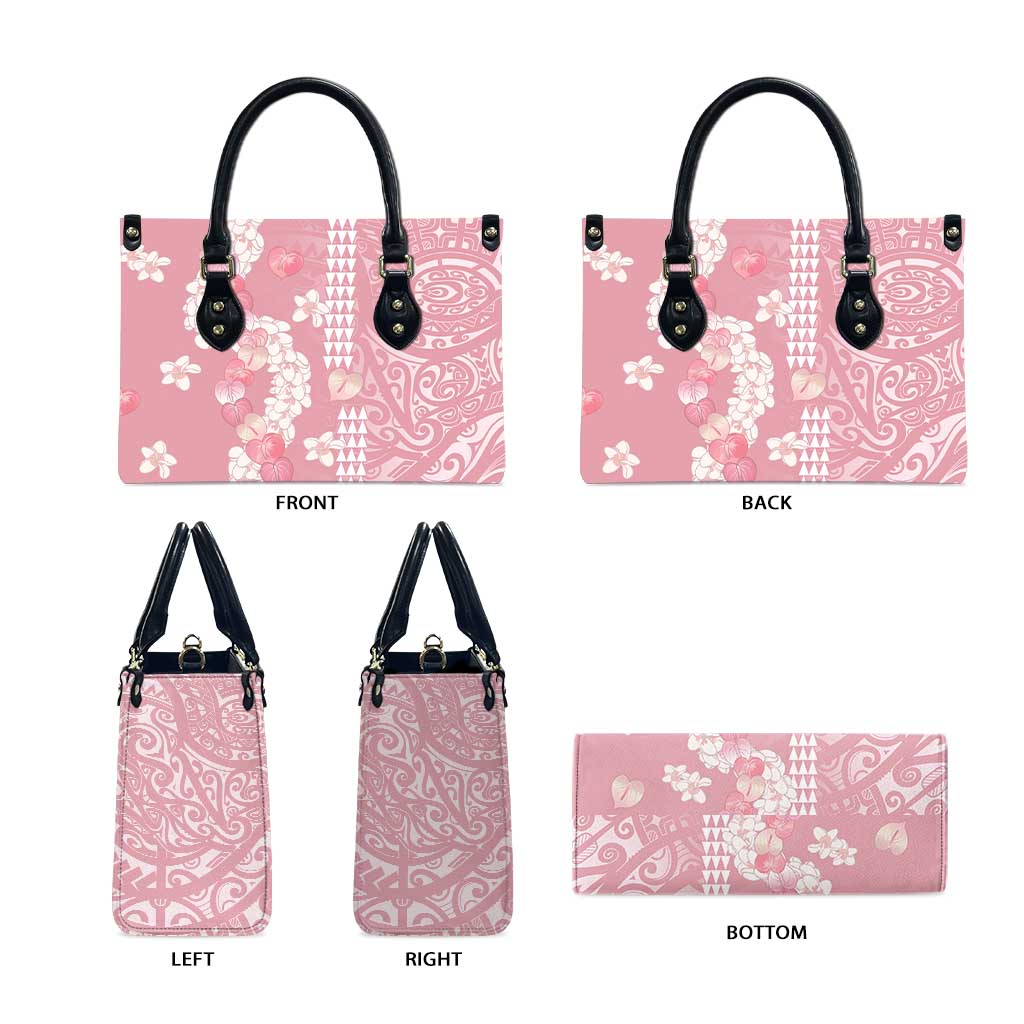Soft Pink Hawaii Anthurium Plumeria Lei Leather Bag LT9 - Polynesian Pride