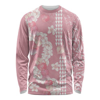 Soft Pink Hawaii Anthurium Plumeria Lei Long Sleeve Shirt