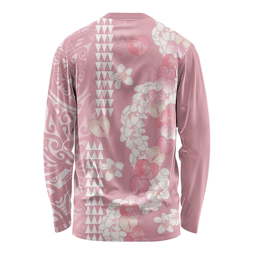 Soft Pink Hawaii Anthurium Plumeria Lei Long Sleeve Shirt