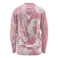 Soft Pink Hawaii Anthurium Plumeria Lei Long Sleeve Shirt