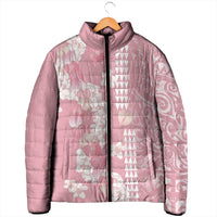 Soft Pink Hawaii Anthurium Plumeria Lei Padded Jacket