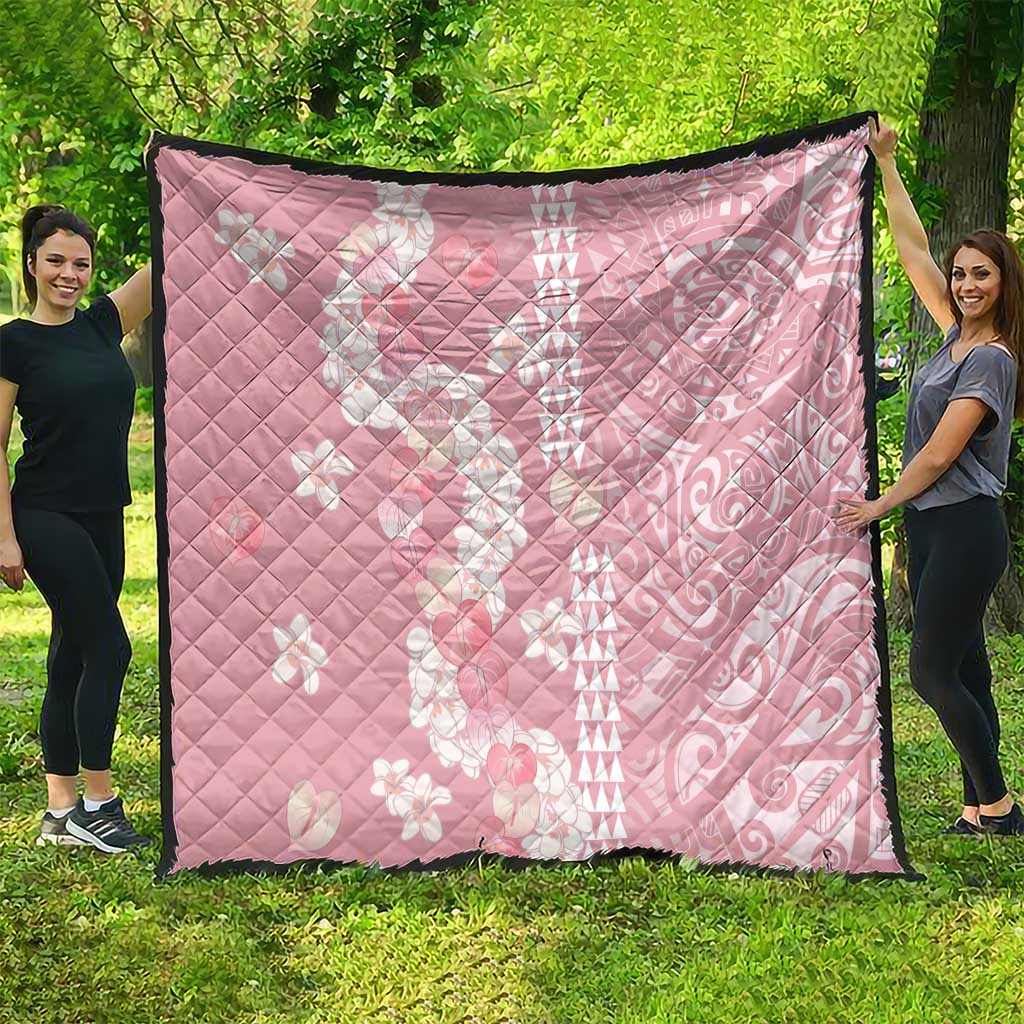Soft Pink Hawaii Anthurium Plumeria Lei Quilt LT9 - Polynesian Pride
