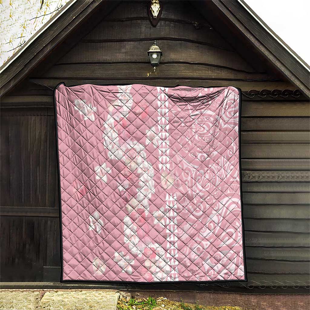 Soft Pink Hawaii Anthurium Plumeria Lei Quilt LT9 - Polynesian Pride