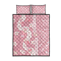 Soft Pink Hawaii Anthurium Plumeria Lei Quilt Bed Set