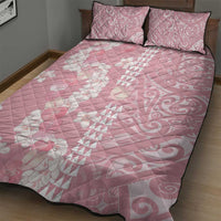 Soft Pink Hawaii Anthurium Plumeria Lei Quilt Bed Set