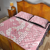 Soft Pink Hawaii Anthurium Plumeria Lei Quilt Bed Set