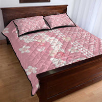 Soft Pink Hawaii Anthurium Plumeria Lei Quilt Bed Set