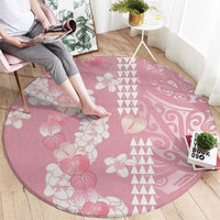 Soft Pink Hawaii Anthurium Plumeria Lei Round Carpet