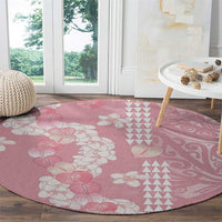 Soft Pink Hawaii Anthurium Plumeria Lei Round Carpet