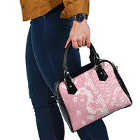 Soft Pink Hawaii Anthurium Plumeria Lei Shoulder Handbag