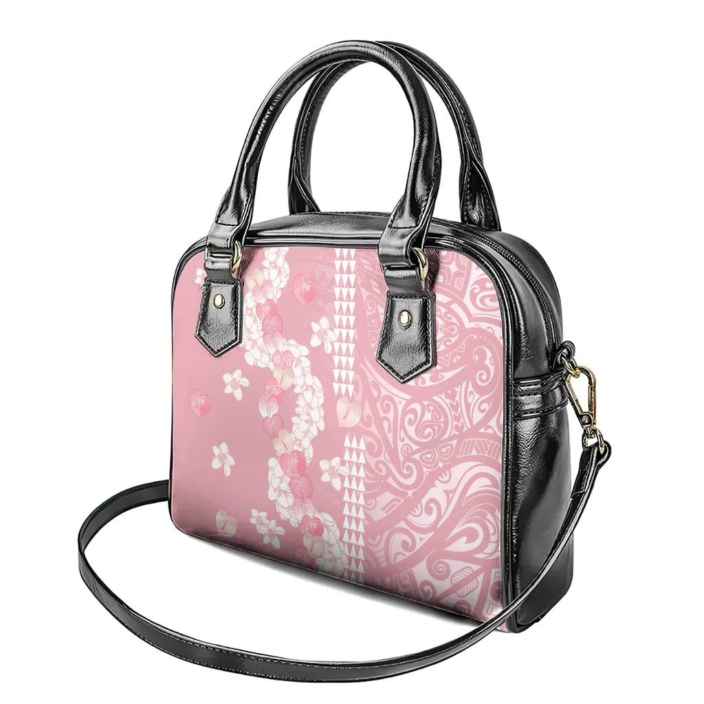 Soft Pink Hawaii Anthurium Plumeria Lei Shoulder Handbag