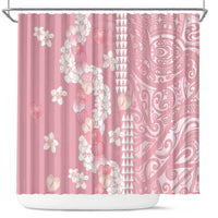 Soft Pink Hawaii Anthurium Plumeria Lei Shower Curtain
