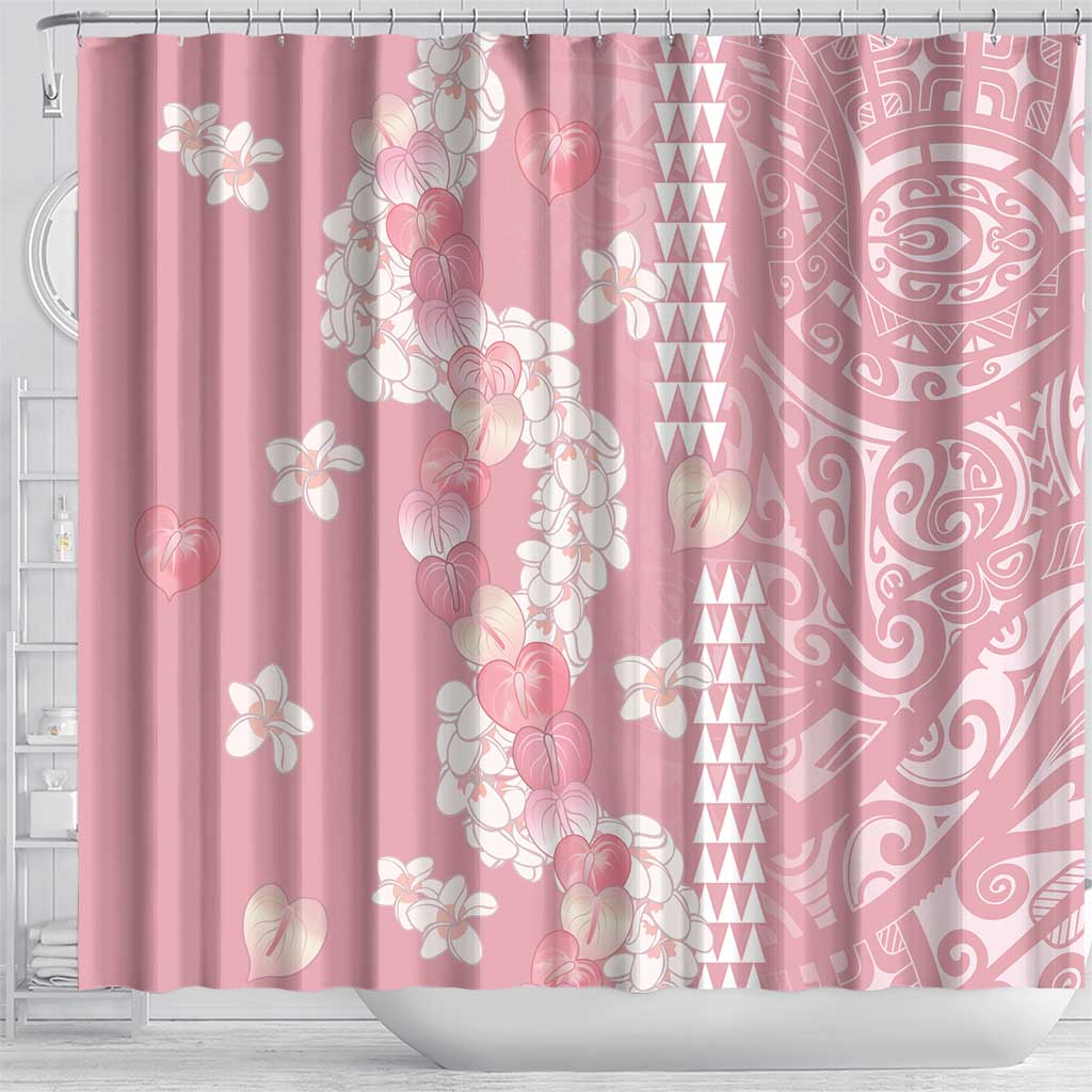 Soft Pink Hawaii Anthurium Plumeria Lei Shower Curtain