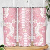 Soft Pink Hawaii Anthurium Plumeria Lei Skinny Tumbler