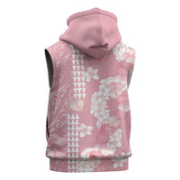 Soft Pink Hawaii Anthurium Plumeria Lei Sleeveless Hoodie