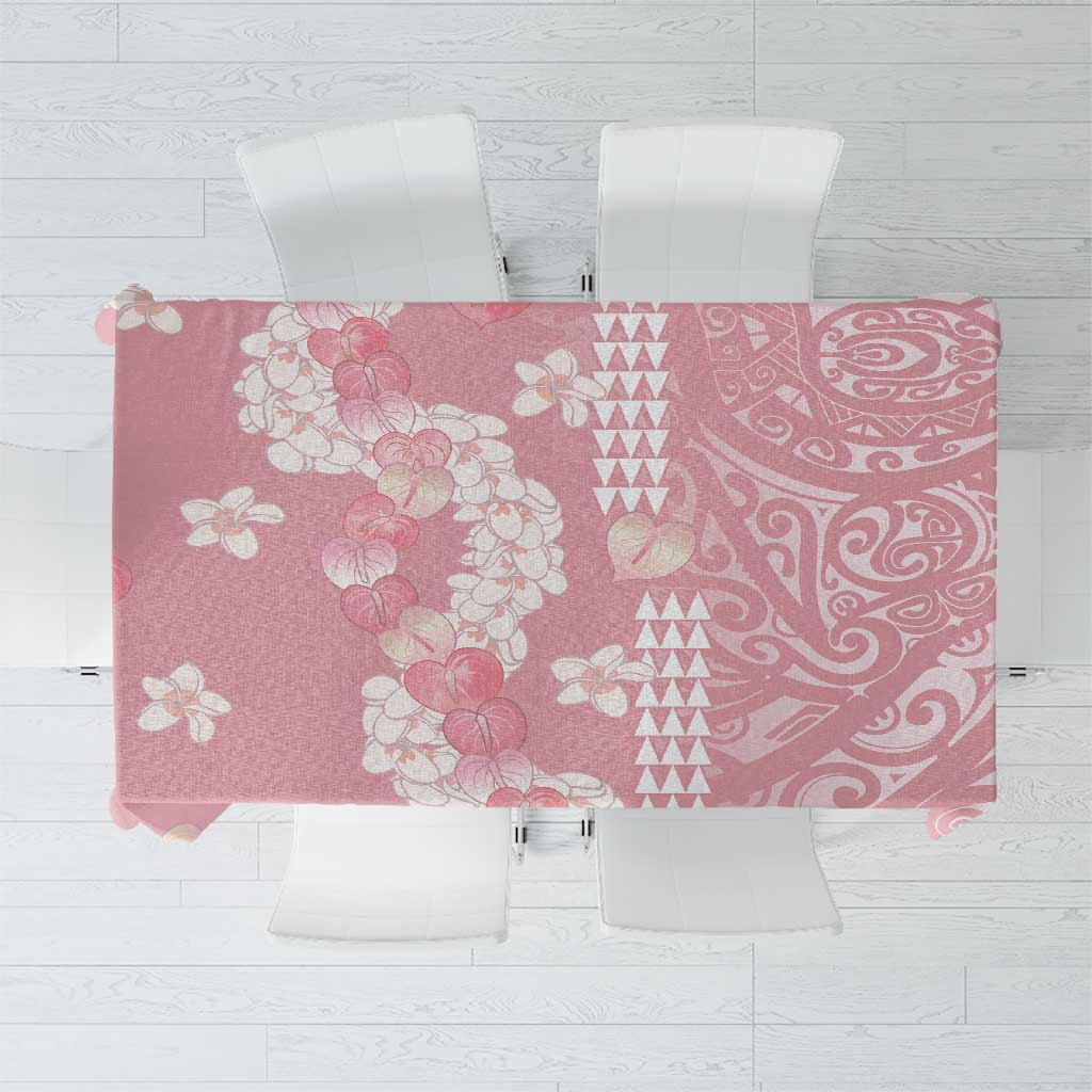 Soft Pink Hawaii Anthurium Plumeria Lei Tablecloth