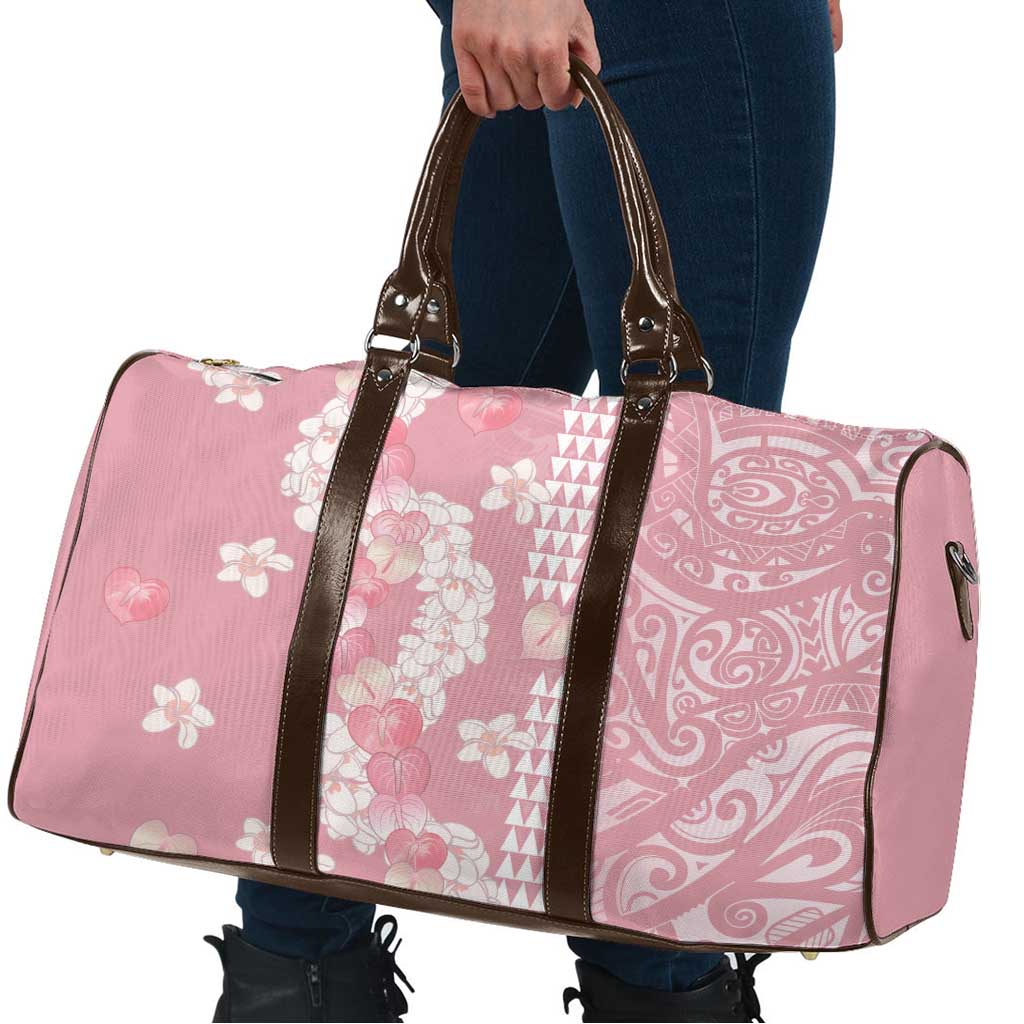 Soft Pink Hawaii Anthurium Plumeria Lei Travel Bag