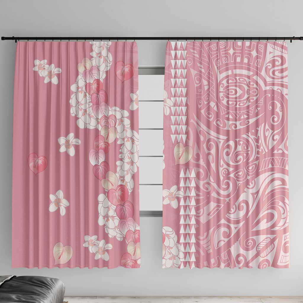 Soft Pink Hawaii Anthurium Plumeria Lei Window Curtain
