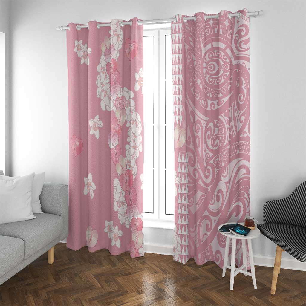 Soft Pink Hawaii Anthurium Plumeria Lei Window Curtain LT9 With Grommets Pink - Polynesian Pride
