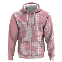 Soft Pink Hawaii Anthurium Plumeria Lei Zip Hoodie LT9 Zip Hoodie Pink - Polynesian Pride