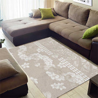 Suede Beige Hawaii Anthurium Plumeria Lei Area Rug LT9 - Polynesian Pride