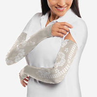 Suede Beige Hawaii Anthurium Plumeria Lei Arm Sleeves