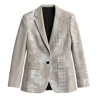 Suede Beige Hawaii Anthurium Plumeria Lei Blazer
