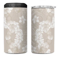 Suede Beige Hawaii Anthurium Plumeria Lei 4 in 1 Can Cooler Tumbler