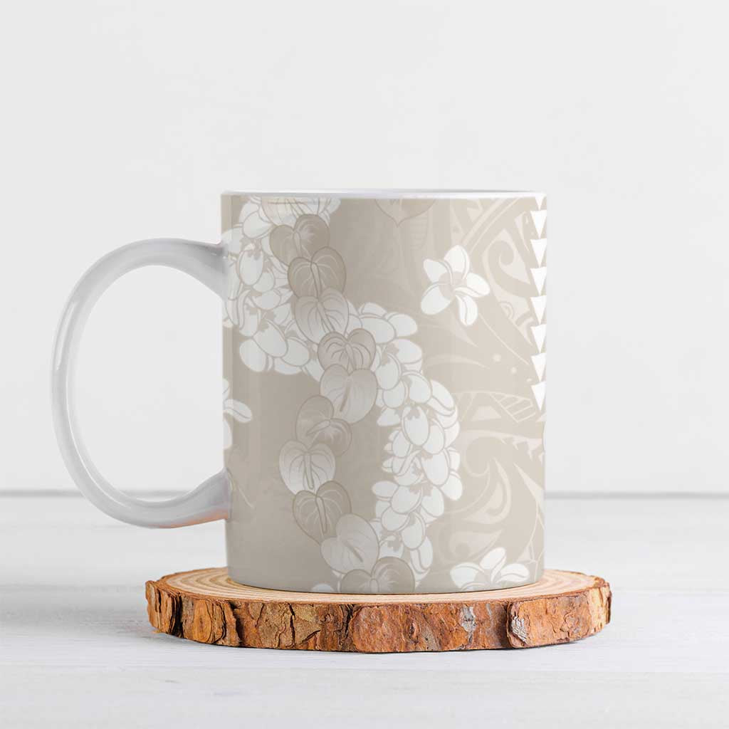Suede Beige Hawaii Anthurium Plumeria Lei Ceramic Mug