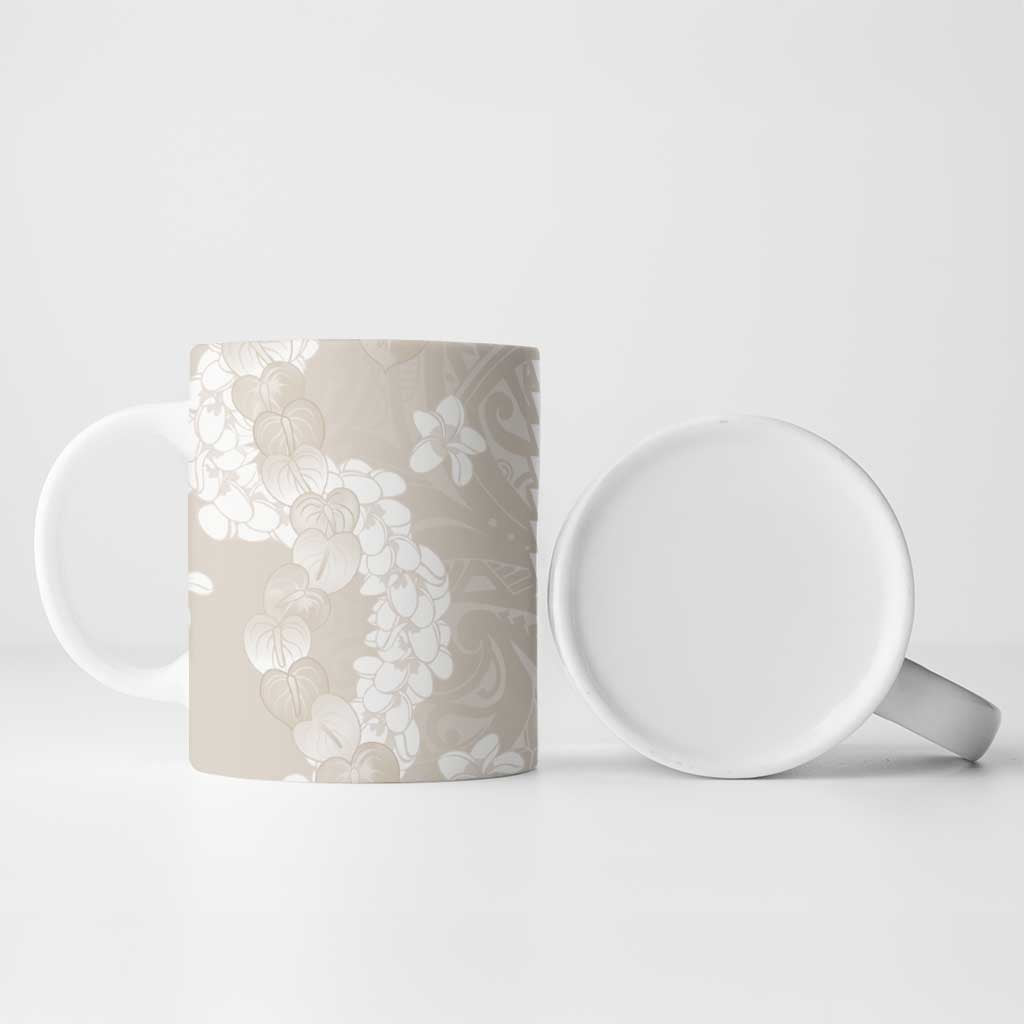 Suede Beige Hawaii Anthurium Plumeria Lei Ceramic Mug LT9 - Polynesian Pride