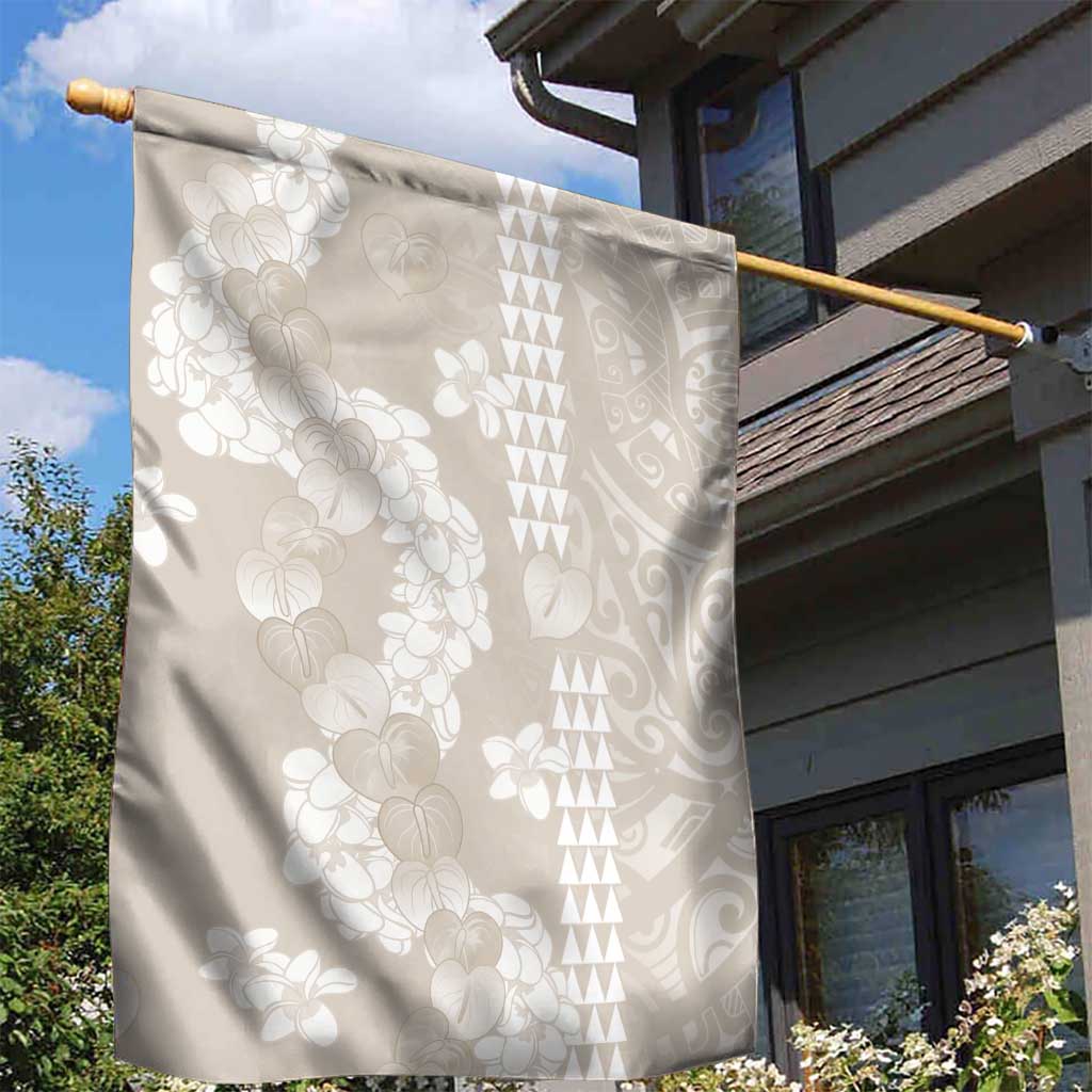 Suede Beige Hawaii Anthurium Plumeria Lei Garden Flag