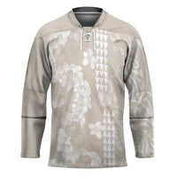 Suede Beige Hawaii Anthurium Plumeria Lei Hockey Jersey